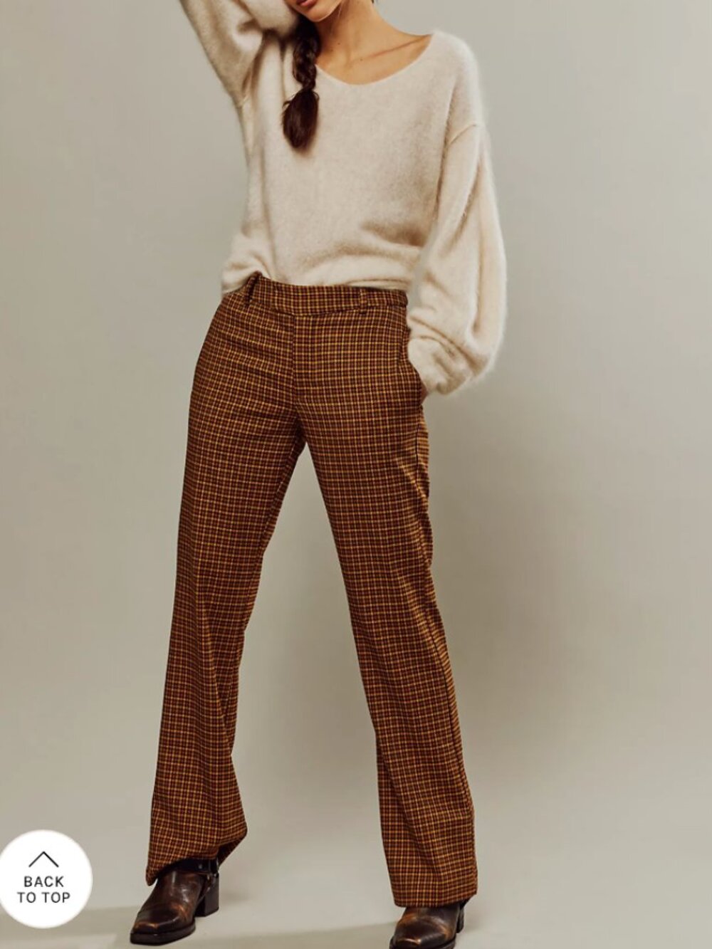 Free People | Houndstooth Jana Flare Trousers Rust Brown | Size 4
